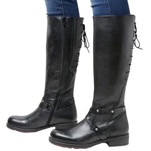 Wokly Belmont Black Leather Lace Up Tough Boots